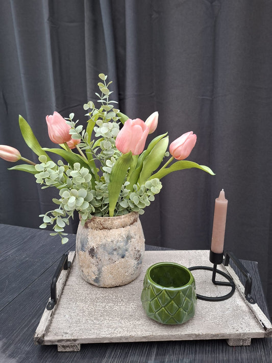 Tafeldecoratie set roos/groen