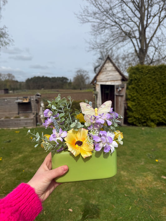 Bloemstuk licht groen - paars