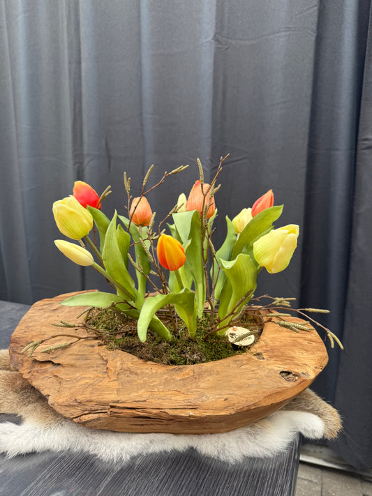 Lente-tulpenarrangement oranje