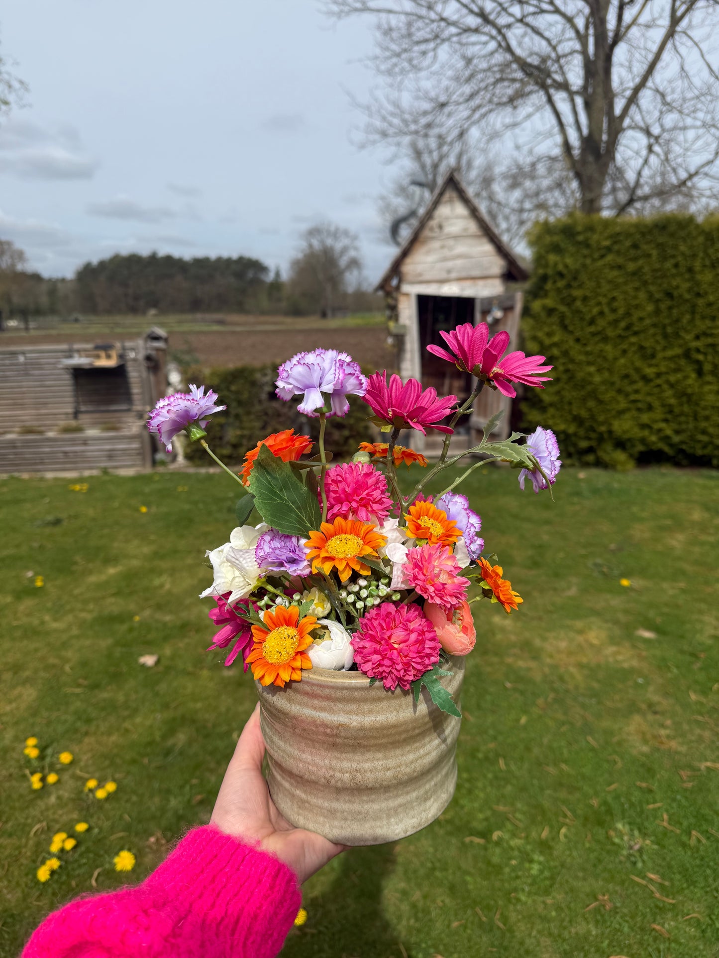 Bloemstuk incl. Vaas donker groen