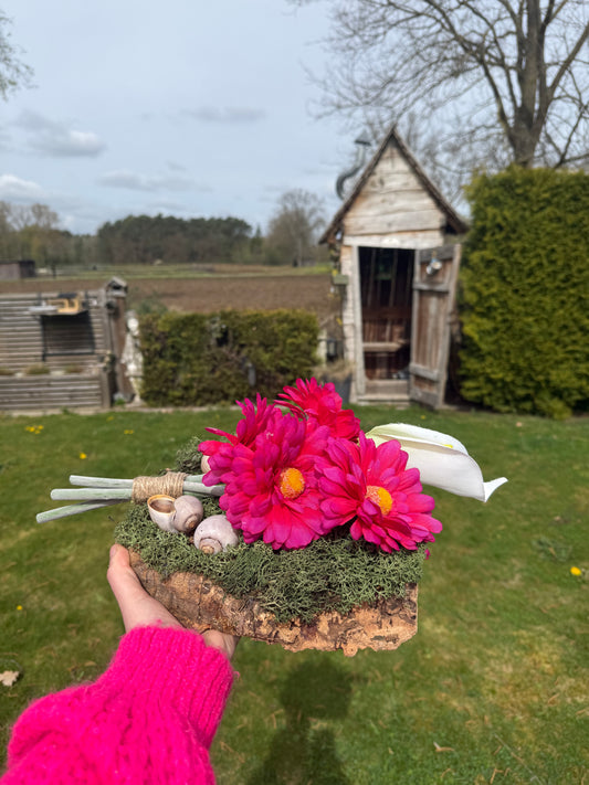 Boomschors met gerbera